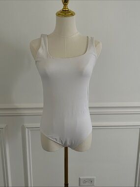 White Square Neck Bodysuit